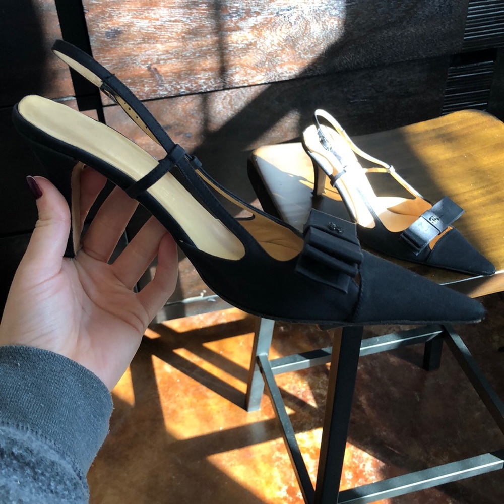 Chanel Sling Back Kitten Heels